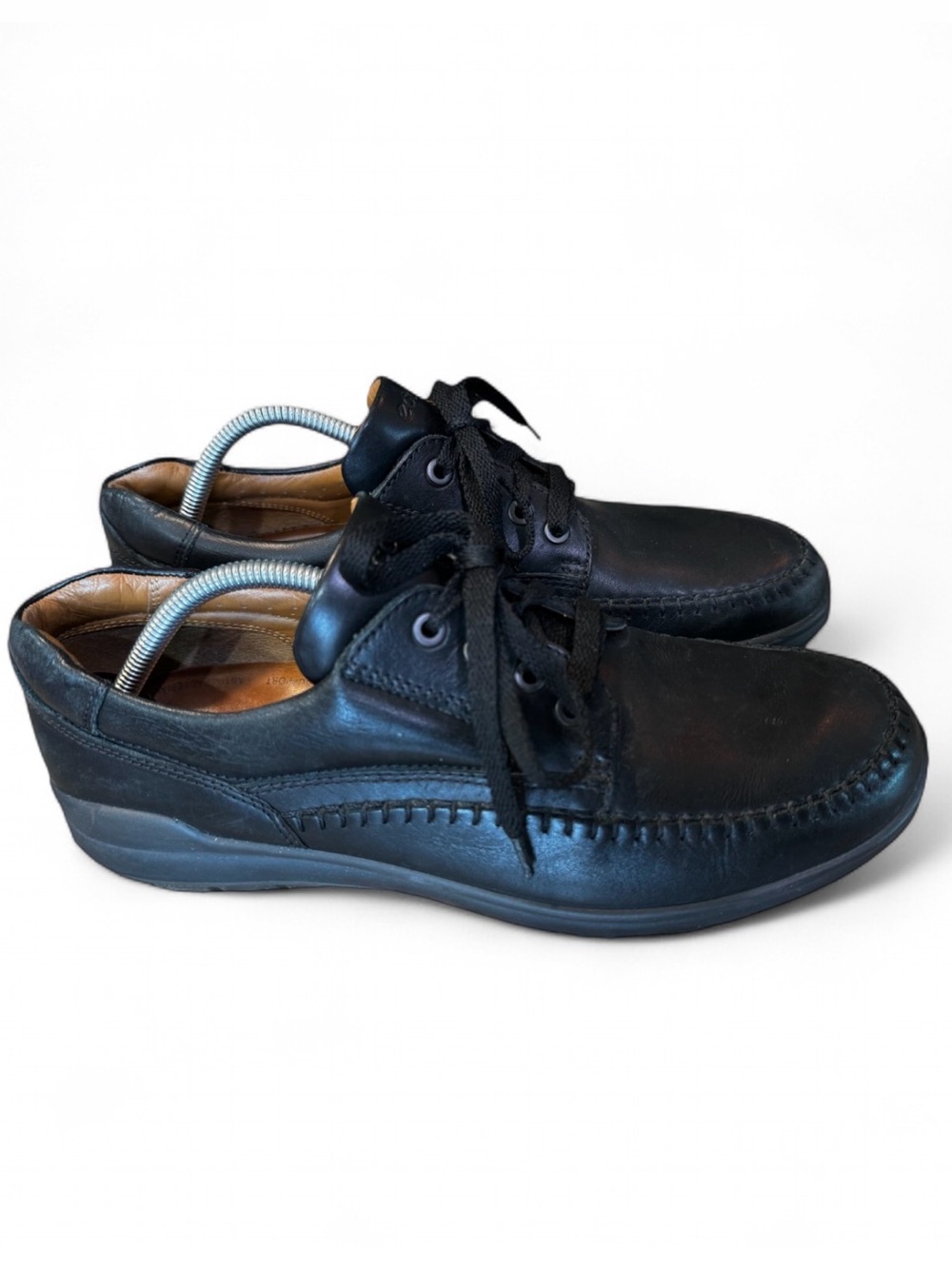 ECCO Black Leather Seawalker Shoes Men’s 11 EU 45 Oxford Lace Up Casual Comfort